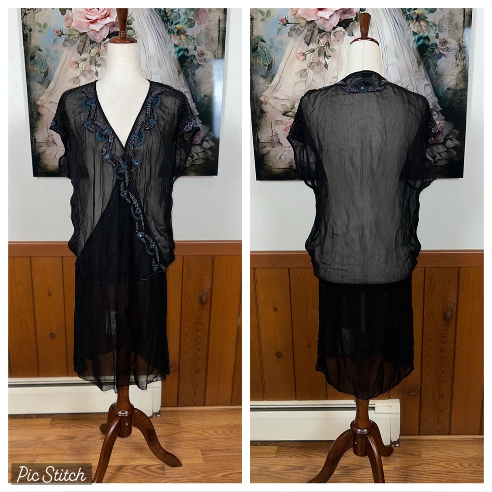 Gorgeous H&M 1930s Flapper Style Beaded Sheer Dress!